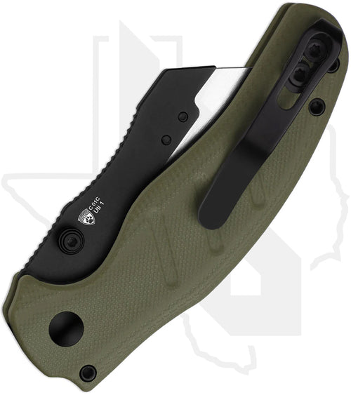 Kizer Sheepdog C01C Uti 1 V3488.29JSA2 - Olive Green G-10, Black PVD