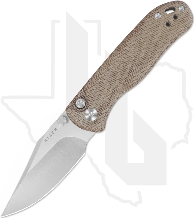 Kizer Drop Bear 2 V3619.2CC1 - Brown Micarta, Satin