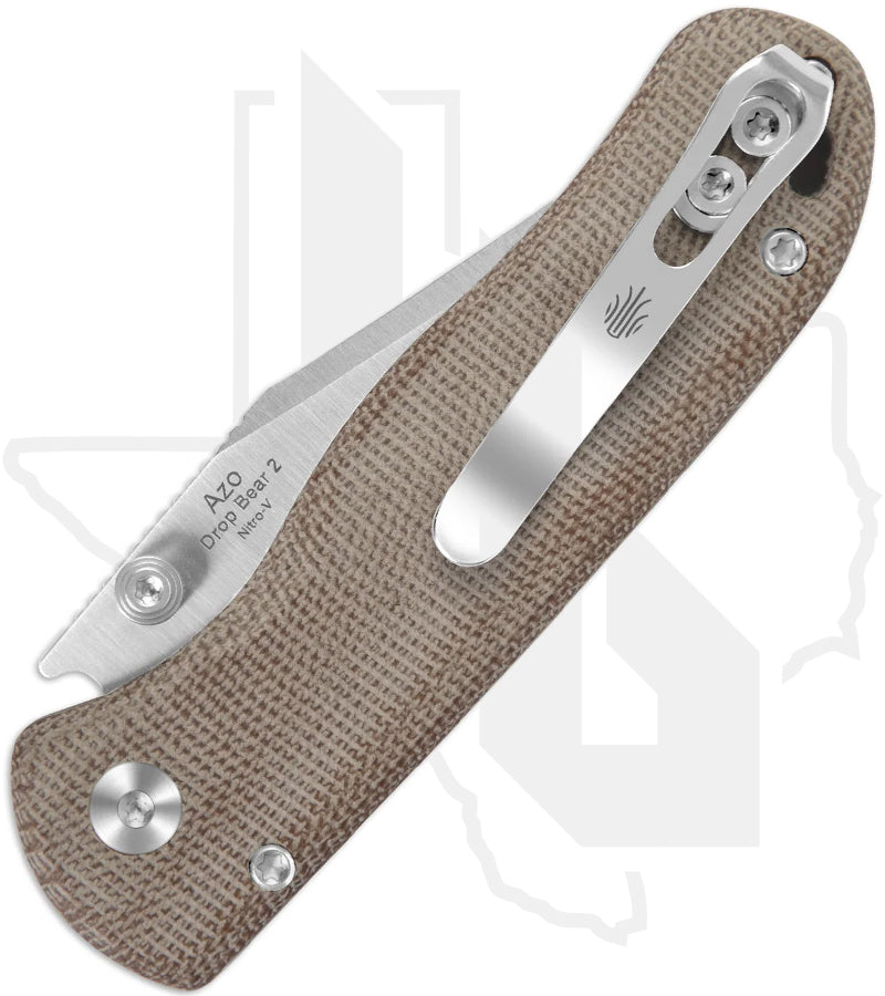 Kizer Drop Bear 2 V3619.2CC1 - Brown Micarta, Satin