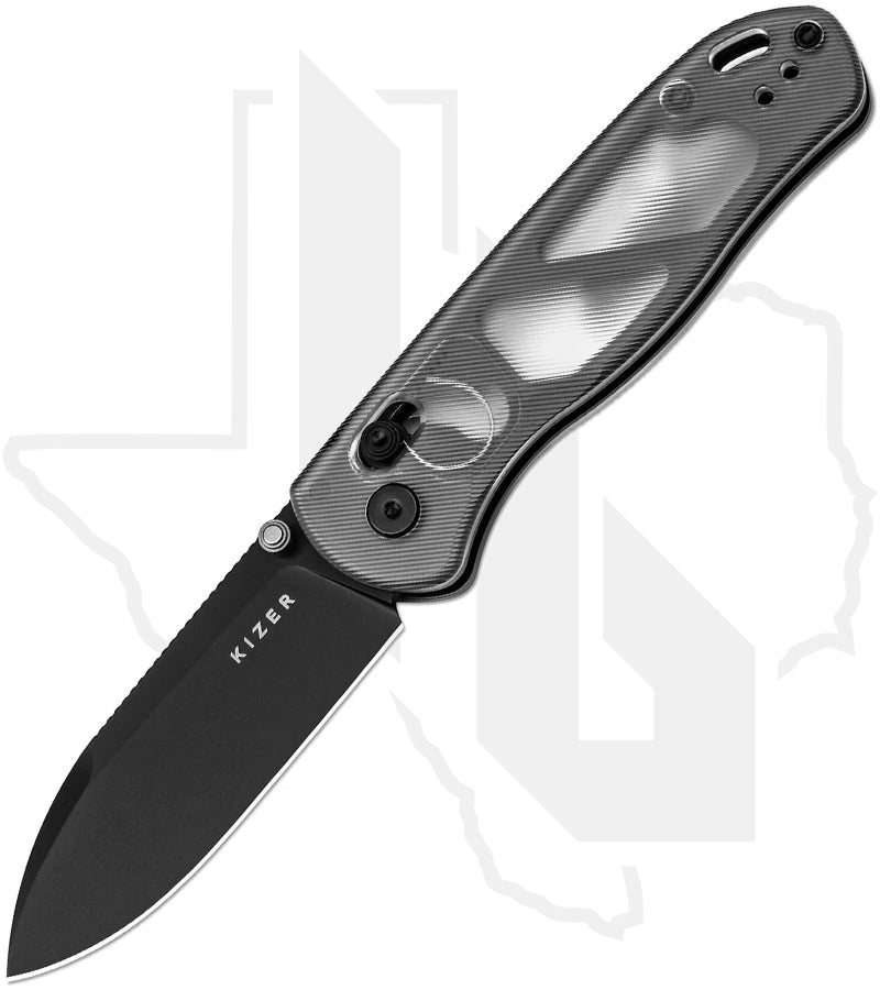 Kizer Drop Bear V3619A9 - Clear Acrylic, Black PVD