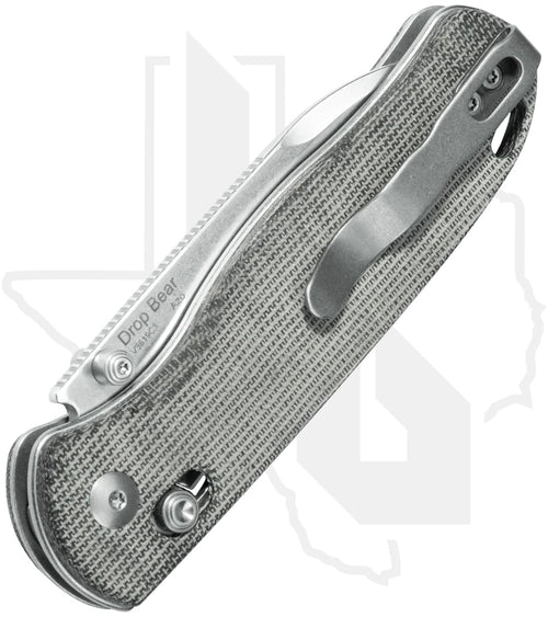 Kizer Drop Bear V3619C3 - Black Micarta, Stonewashed