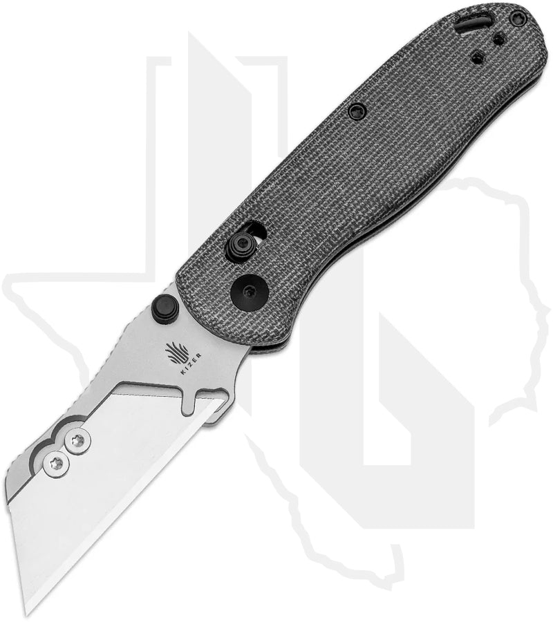 Kizer Uti Bear 1 V3619JA3 - Black Micarta, Bead-Blasted