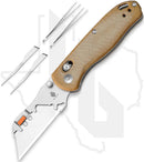 Kizer Uti Bear 2 V3619JA7 - Brown Micarta, Bead-Blasted
