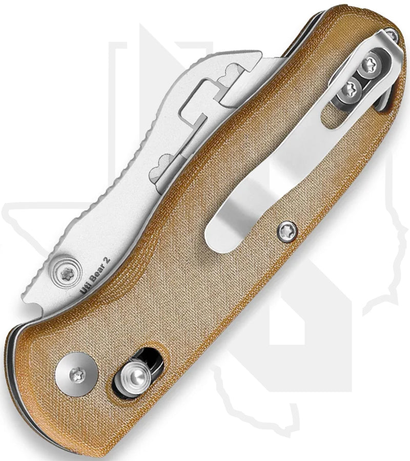 Kizer Uti Bear 2 V3619JA7 - Brown Micarta, Bead-Blasted