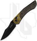 Kizer Mini Mystic V3636C1 - Black Burlap Micarta, Yellow PEI, Black Stonewashed