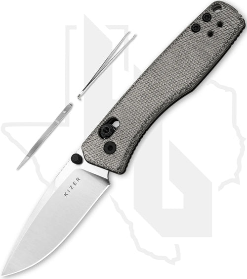 Kizer Aegis V3774A1 - Black Micarta, Satin