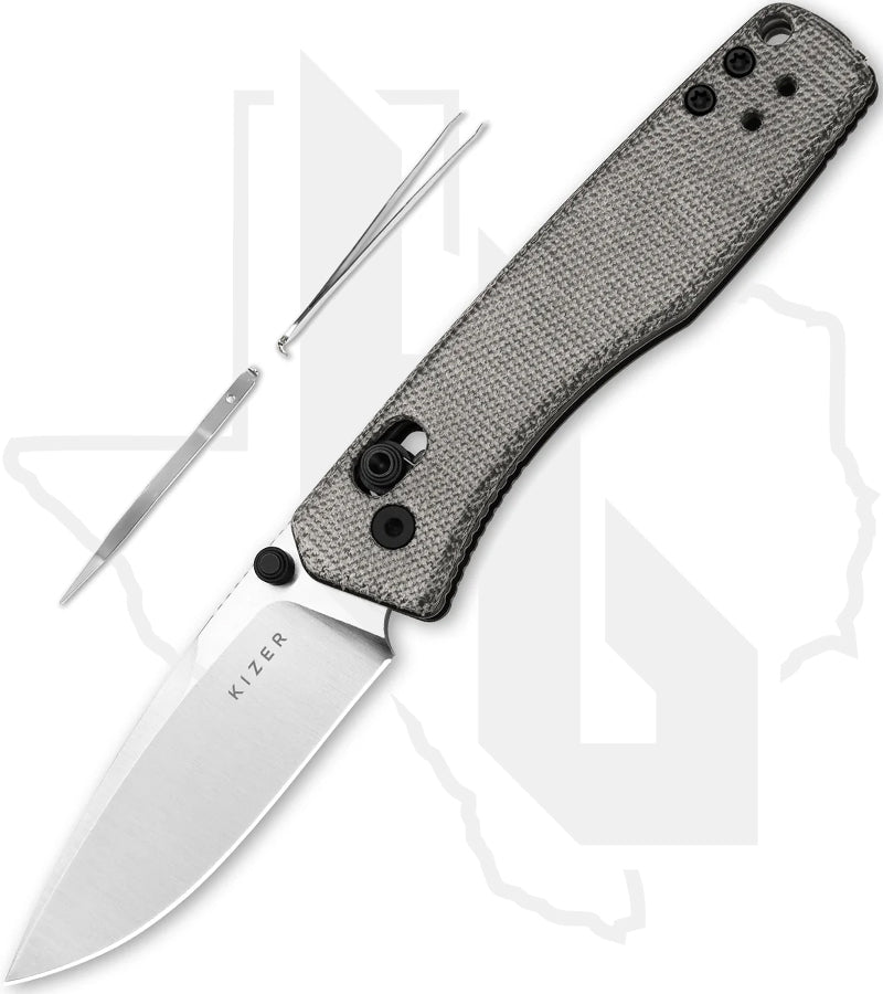 Kizer Aegis V3774A1 - Black Micarta, Satin