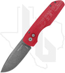Pro-Tech Vero Synapse VERO1211-AW-REDLINEN - Black Aluminum, Red Linen Micarta, Acid Washed