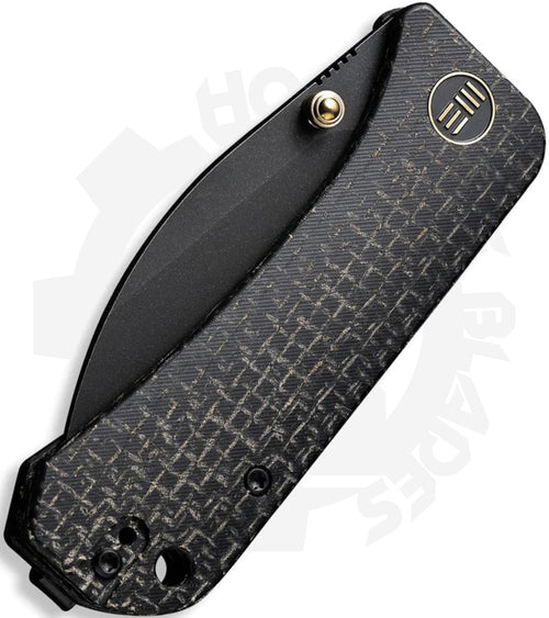 WE Banter Wharncliffe WE19068J-1 - Black, Burlap Micarta, Black Stonewash