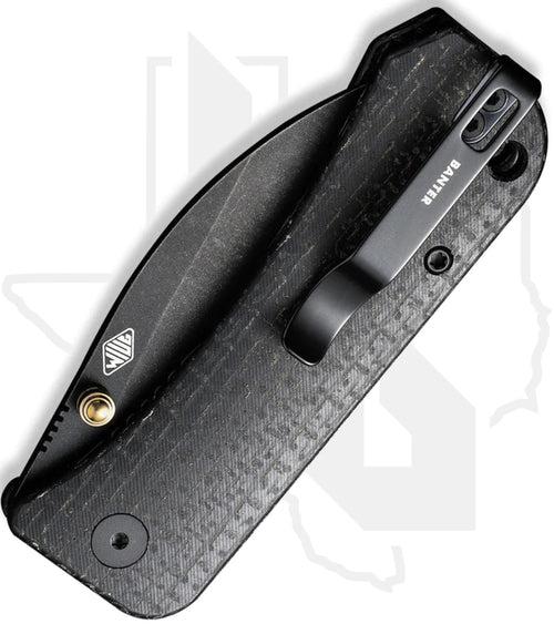 WE Banter Wharncliffe WE19068J-1 - Black Burlap Micarta, Black Stonewashed