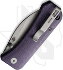 WE Banter Wharncliffe WE19068J-2 - Purple Canvas Micarta, Stonewashed