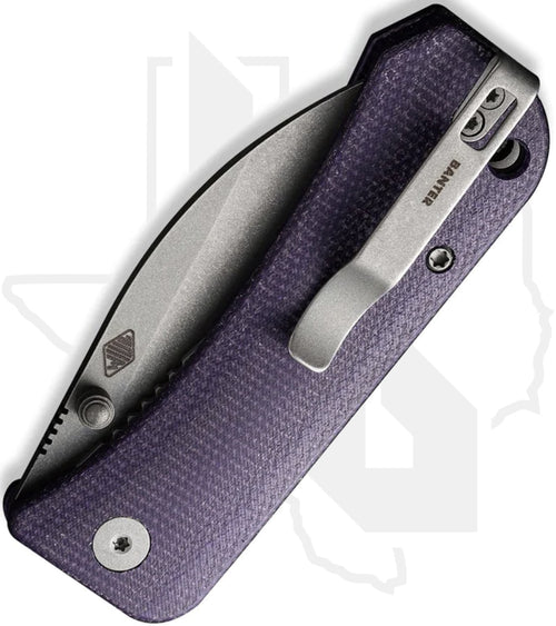 WE Banter Wharncliffe WE19068J-2 - Purple Canvas Micarta, Stonewashed
