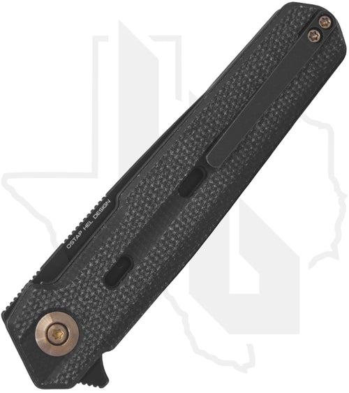 WE Navo WE22026-1 - Black Canvas Micarta, Titanium, Black Stonewashed